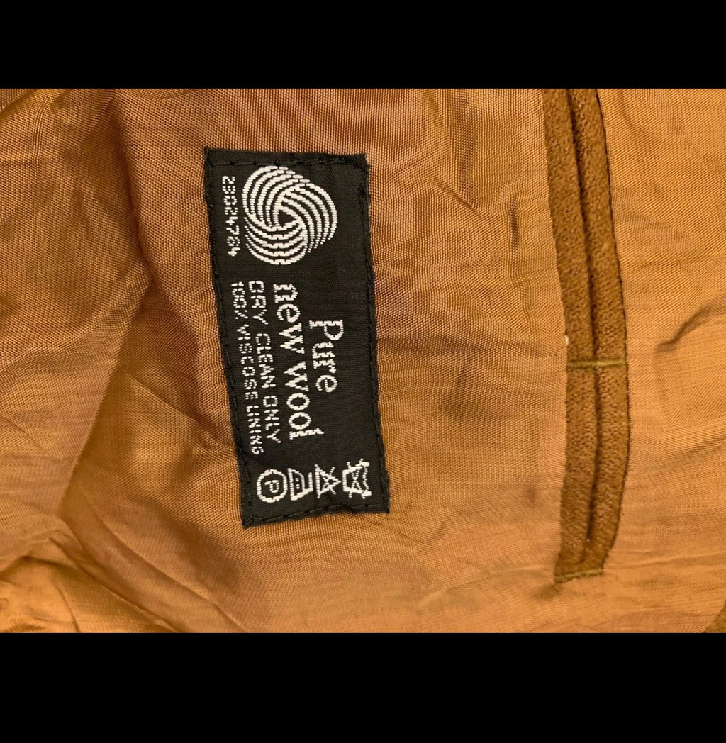 Vintage pure wool double breasted brown classic jacket blazer 44R